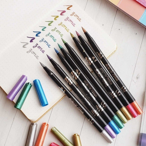 Mooving Metallic Brush Double Tip Markers X8 1