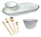 GALARIO PRODUCTOS Set X7pz Ceramica Plato Dip Cazuela Cubiertos Metal 5