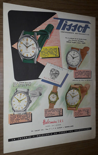 P455 Clipping Antigua Publicidad Relojes Tissot Año 1958 0