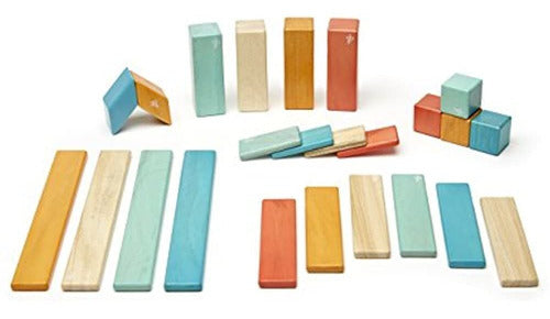 Tegu Wooden Magnetic Blocks Set - 24 Pieces Sunset 4