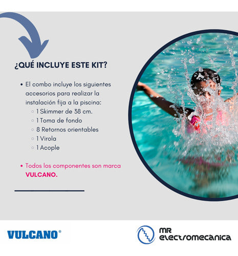 Vulcano Kit Pileta Hormigón: Skimmer 38 Cm. + Accessories 1