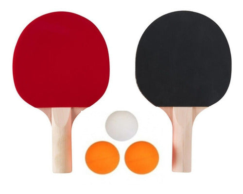 Table Tennis Set 2 Paddles Rackets Ping Pong + 3 Balls 0