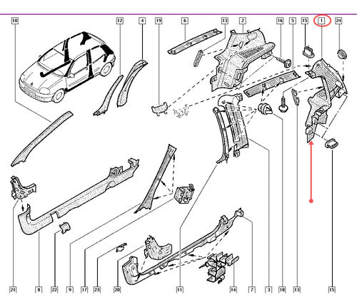 Renault Original Rear Left Plastic Cover for Clio 2 2