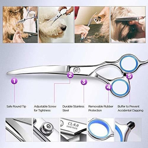 Sumcoo Professional Pet Grooming Scissors + Comb Set - 4 Pieces Inox 5