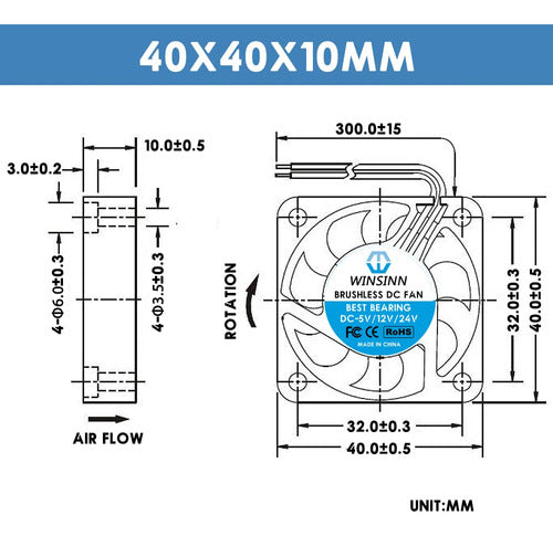 Winsinn Mini USB Cooling Fan 1.575in 1