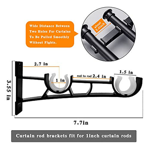 Kolako Double Curtain Rod Support, Supports for Bar 1