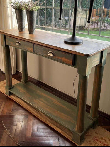 Mueble De Madera Verde Patinado 1