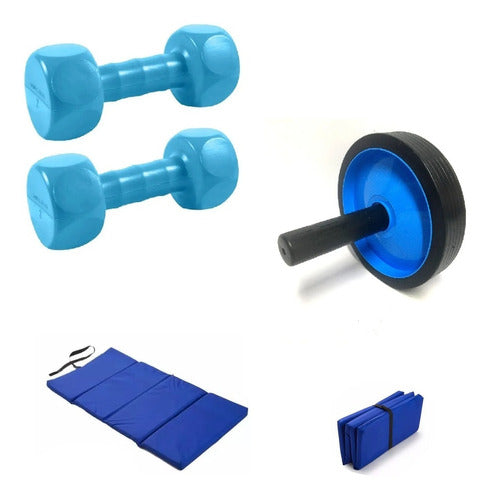 FTL Dumbbells 3 Kg + Ab Wheel + Foldable Mat Gym Kit 0