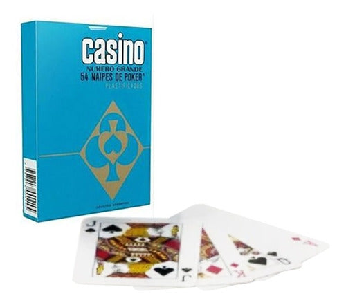 Casino Poker Cartas Naipes 54 Uni Plastificado Numero Grande 6