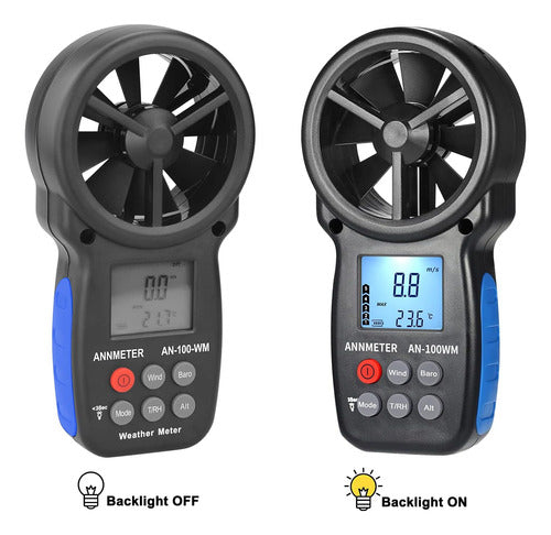 Aiomest Anemómetro Digital, Medidor Veloc Y Temp Del Viento, Altitud 3