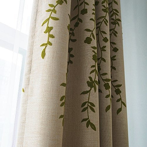 Melodieux Linen Blackout Curtains with Floral Embroidery 2