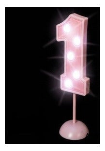 Pinche Numero 1 Rosa Torta Deco C Luz Led Cotillon Fiestapop 1