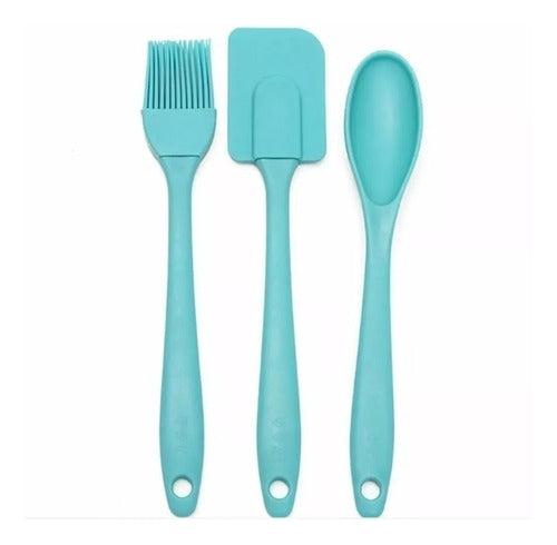 Celebrity Set of 3 Silicone Kitchen Brush, Spatula, and Spoon for Baking 2