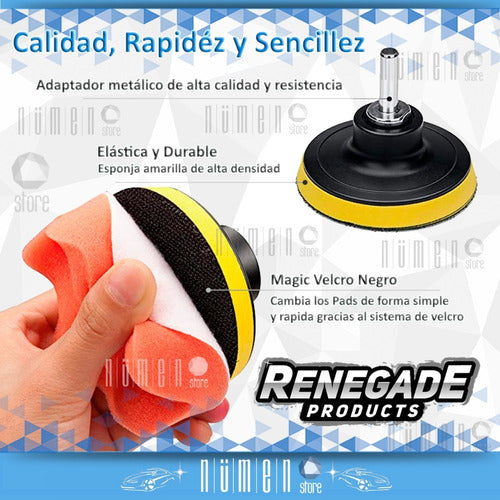 Renegade Products Car Polishing Kit 7.5cm (3 Inches) - Backing Plate + 8 Polishing Pads Set 2