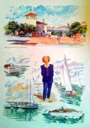 Punta Del Este Yacht - Pierre Fossey 1950 - Lámina 45x30 Cm. 0