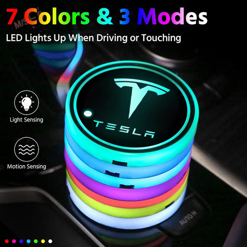 Farmogo 2023 Updated Tesla Model Y X S 3 LED Cup Holder 1