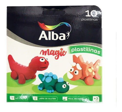 Caja X 10 Plastilinas Alba Magic Colores Surtidos No Tóxico 2