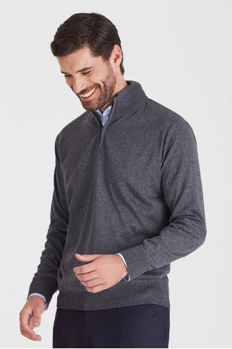 Sweater Macowens Half Zip Light Gray Men 609260141042 2