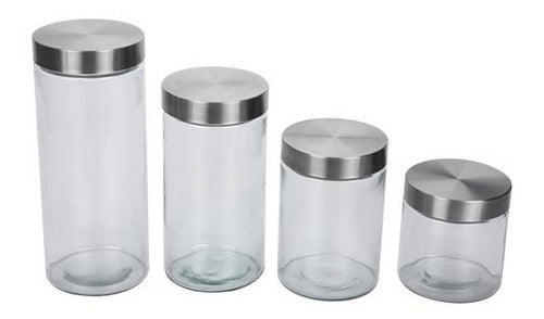 Mobi Deco Set of 4 Cylindrical Jars with Lid 0