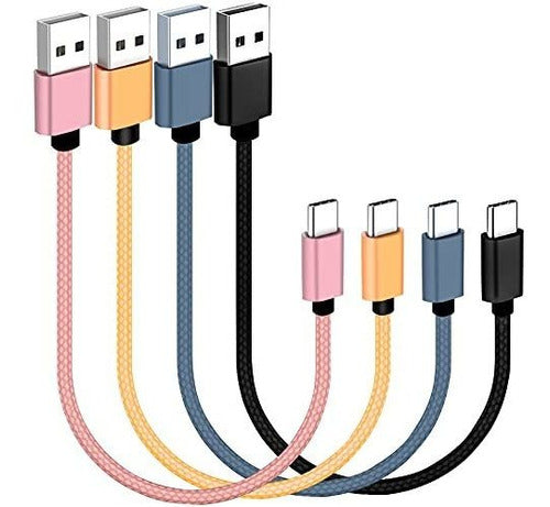 Sumpk Short USB C Cable [Pack of 4, 8 Inches] 3A Fast Charging 0