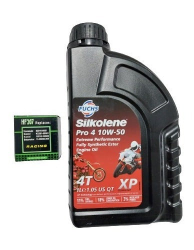 Kit Filtro Aceite Hf207  + Aceite Silkolene 10w60 Kx Rm Rmx 0