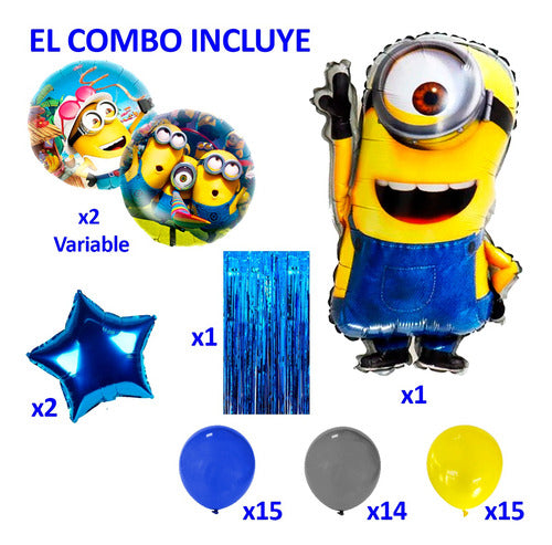 Universia3 Cotillon 50 Art Globos Minion Villano Favorito Kevin Stuart Bob Gru 1