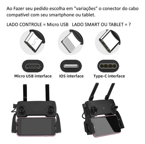 Cabo Otg 15cm  Micro Usb  Controler Drone Dji Mavic E Spark 1