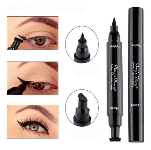 Double-ended Fine Tip Eyeliner with Cat Eye Stamp 0