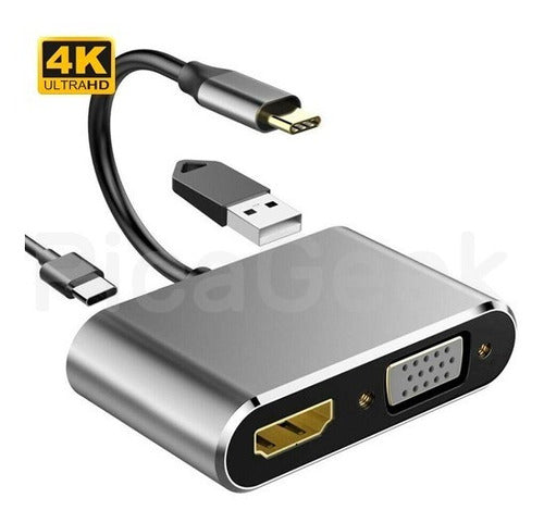 USB-C Adapter 3.1 Type C to HDMI 4K and VGA 2 in 1 Cable 3