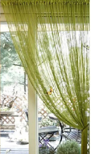 Set of 2 Fringed Curtain Panels Glass Thread Room Divider Decorations 2x2m 3