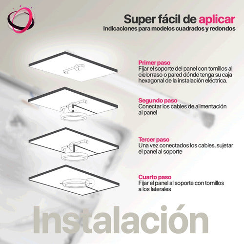 Candela Plafon Panel Led 24W Aplicar Con Base 220V 6