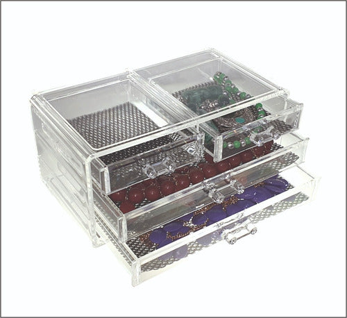 Emax Acrylic Makeup Organizer 4 Drawers 3 Levels 24x13x11 Cm 0