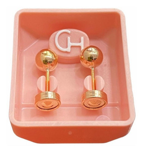 18K Gold Ball Stud Earrings 4.5mm by Ch Belgrano 2