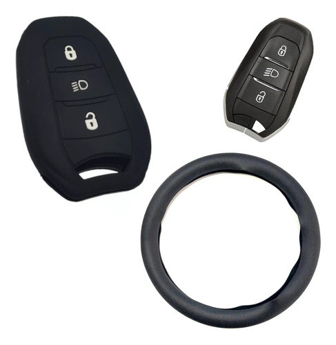 NL Silicone Steering Wheel Cover + Key Fob Silicone Case - Peugeot 508 Presence 0