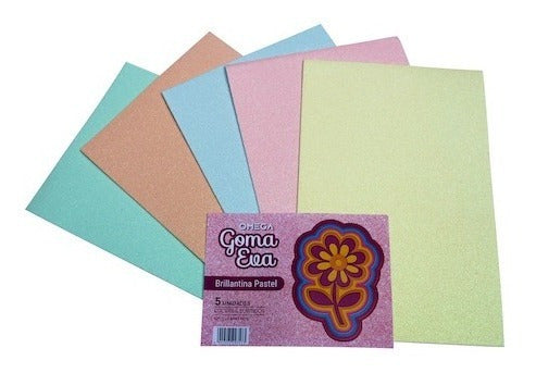 OMEGA Pastel Foam Sheet Pack - 5 Sheets with Glitter 1