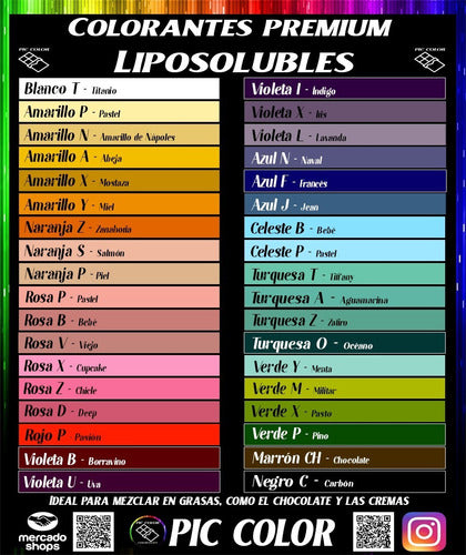 Colorantes Liposolubles Premium Pic Color X5u Promo 1