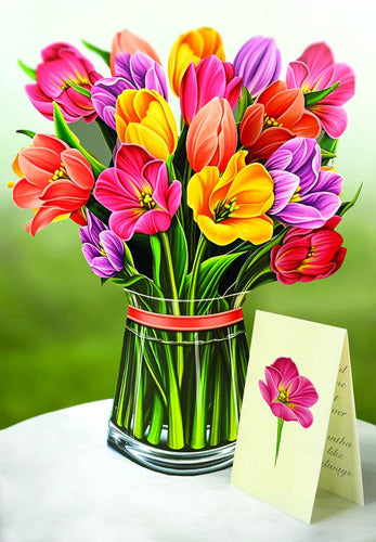 Tarjeta 3d Flores Agradecimientos Saludos Día Enamorados 2