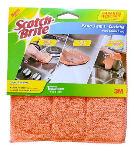 Scotch Brite Microfiber Kitchen Cloth 3 In 1 19x19cm X 1un 0