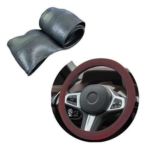 Cubre Volante + Funda Llave Silicona 2 Botones Peugeot Negro 2