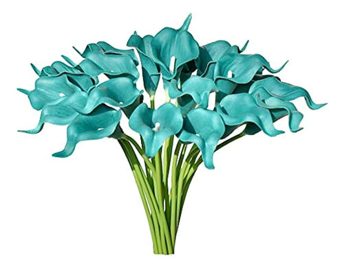 Mandy's 20pcs Teal Flowers Artificial Calla Lily Silk Flower 0