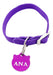 Medallas Para Perros Chapita Gatos Cara De Gato Violeta + Collar 1cm Elastizado 0