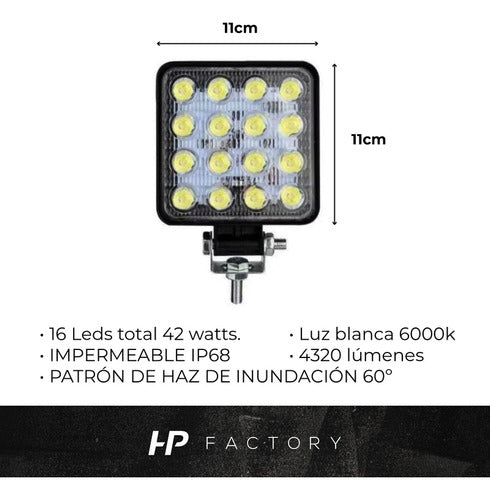 Kit X2 Faro Led 48w 16leds 4x4 Cuatri Moto Universal 3