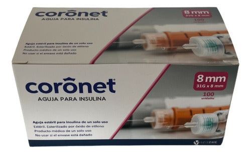 Coronet 100 Ultra Fine Insulin Needles 31 G x 8mm 0