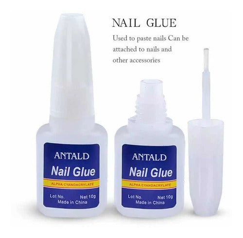 Pegamento Uñas Nail Glue Para Tips Decos Con Pincel 10ml 4