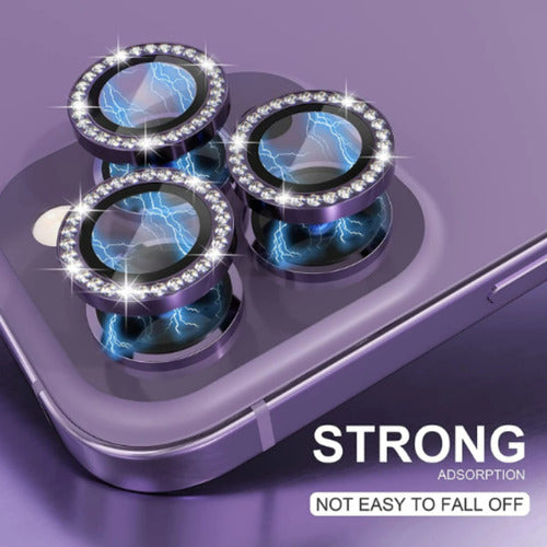 Tempered Glass for iPhone with Rear Camera Diamonds Strass 92