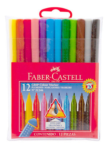 Faber-castell Marcadores Grip - 12 Colores - Mosca 2