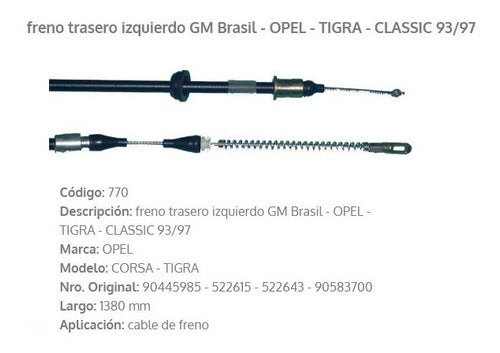 Fremec Cable Freno De Mano Chevrolet Corsa 1993/1997 1