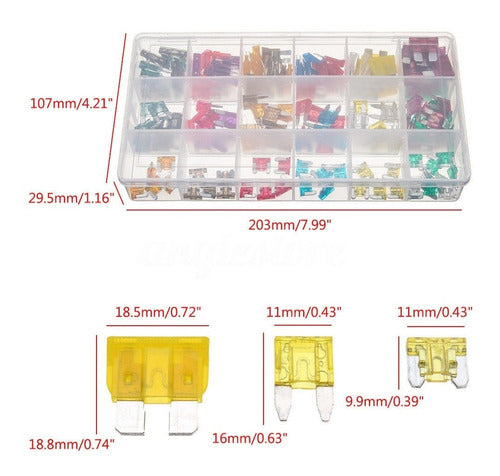 165 X Mini Hoja Bajo Fusible Caja De Kit Surtido 1-40 Amp Pa 2