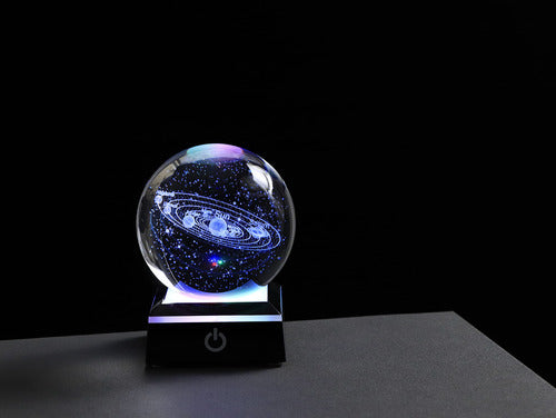 3D Galaxy Crystal Ball with LED Base Solar System - N 8