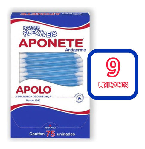 Apolo Kit 9 Caixas Hastes Flexíveis Aponete 75 Unidades Cada 0